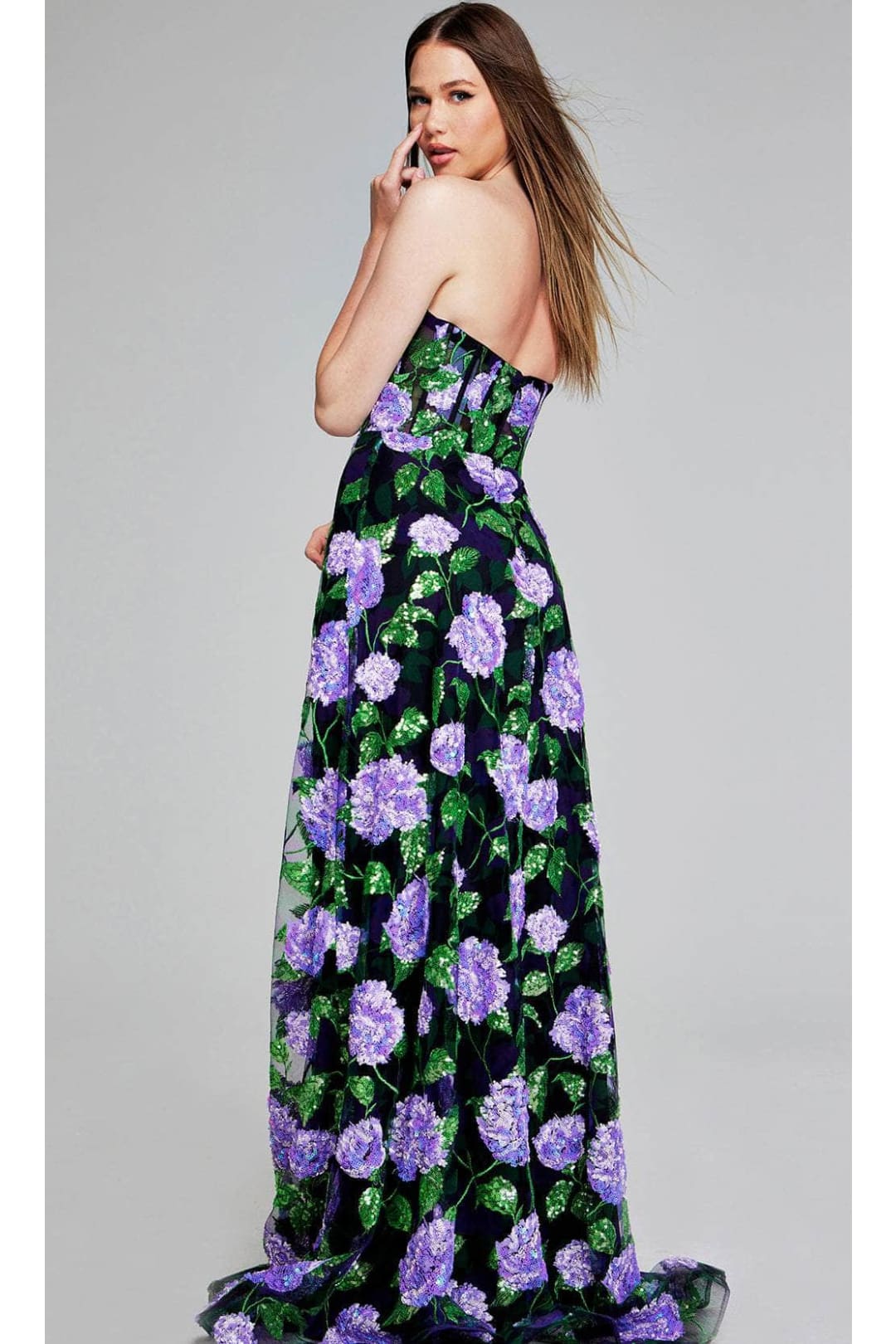 Jovani 39116 Floral Sequin Evening Gown - Prom
