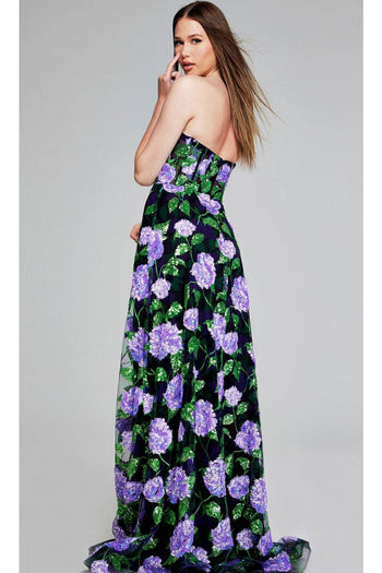 Jovani 39116 Floral Sequin Evening Gown - Prom
