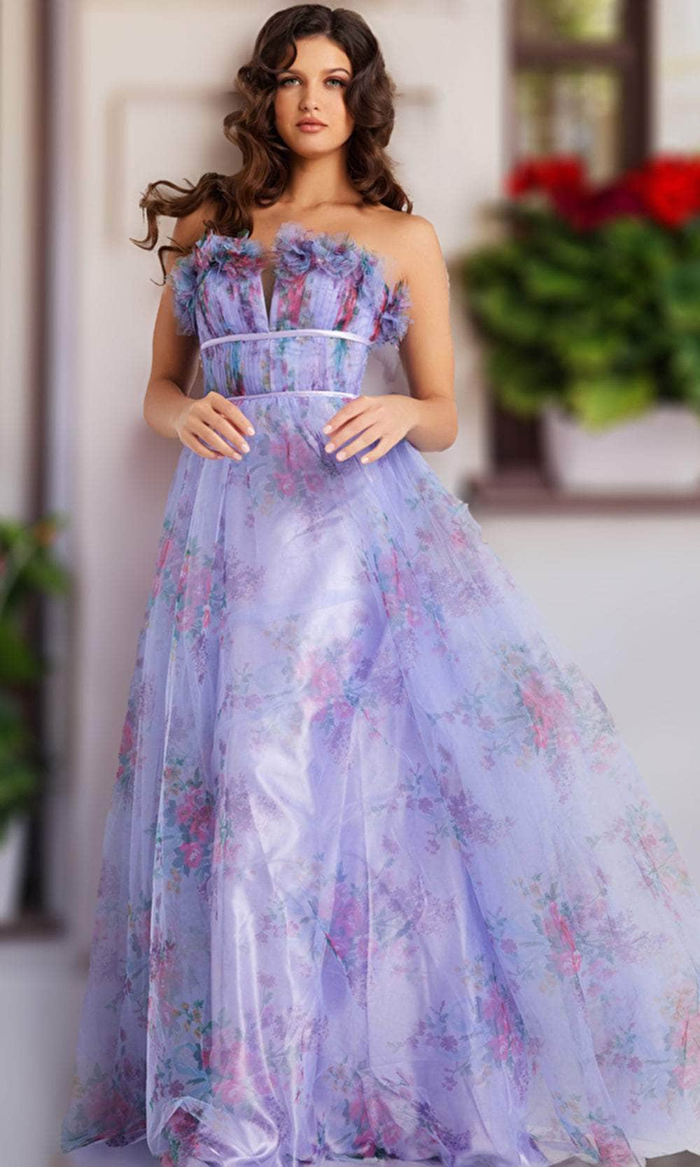 Jovani 39151 Empire Gown with Floral Print - Prom
