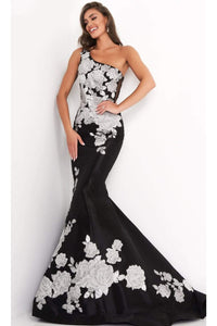 Jovani 3918 - Floral One-Shoulder Mermaid Dress - Prom