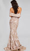 Jovani 39267 - Asymmetric Evening Gown with Floral Appliqué - Prom