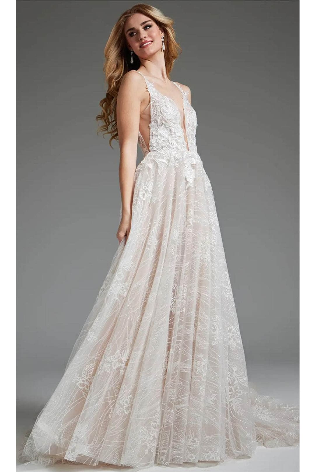 Jovani 39435 - Romantic Floral A-Line Bridal Gown - Prom