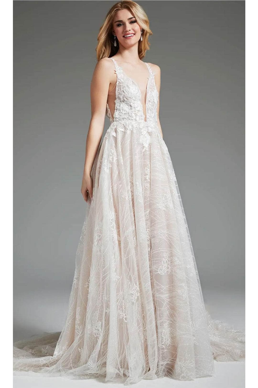 Jovani 39435 - Romantic Floral A-Line Bridal Gown - Prom
