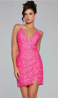 Jovani 39630 - Sparkling Sequin V-Neck Cocktail Dress - Prom