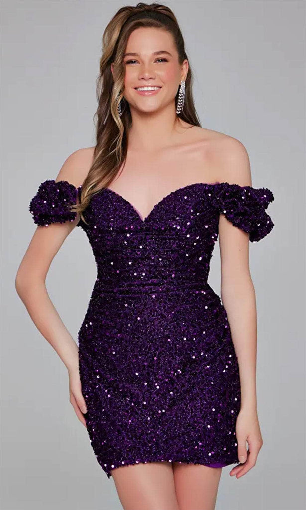 Jovani 39631 - Dazzling Sequin Off-Shoulder Cocktail Dress - Prom