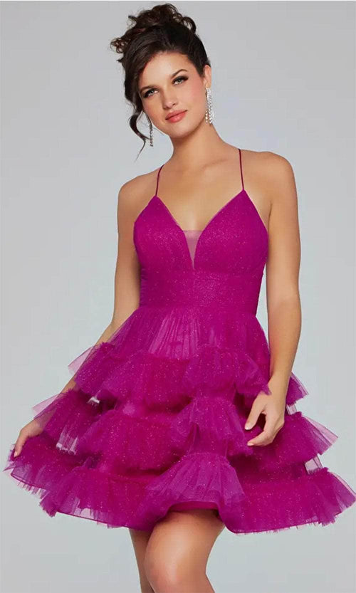 Jovani 39655 - Tiered Cocktail Dress with Lace-Up Back - Prom