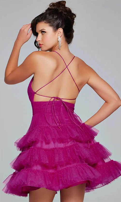 Jovani 39655 - Tiered Cocktail Dress with Lace-Up Back - Prom