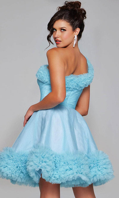 Jovani 39665 - Asymmetrical Cocktail Dress with Ruffle Trim - Prom