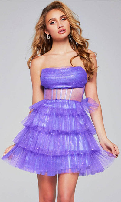 Jovani 39666 - Glitter Tulle Cocktail Dress - Prom