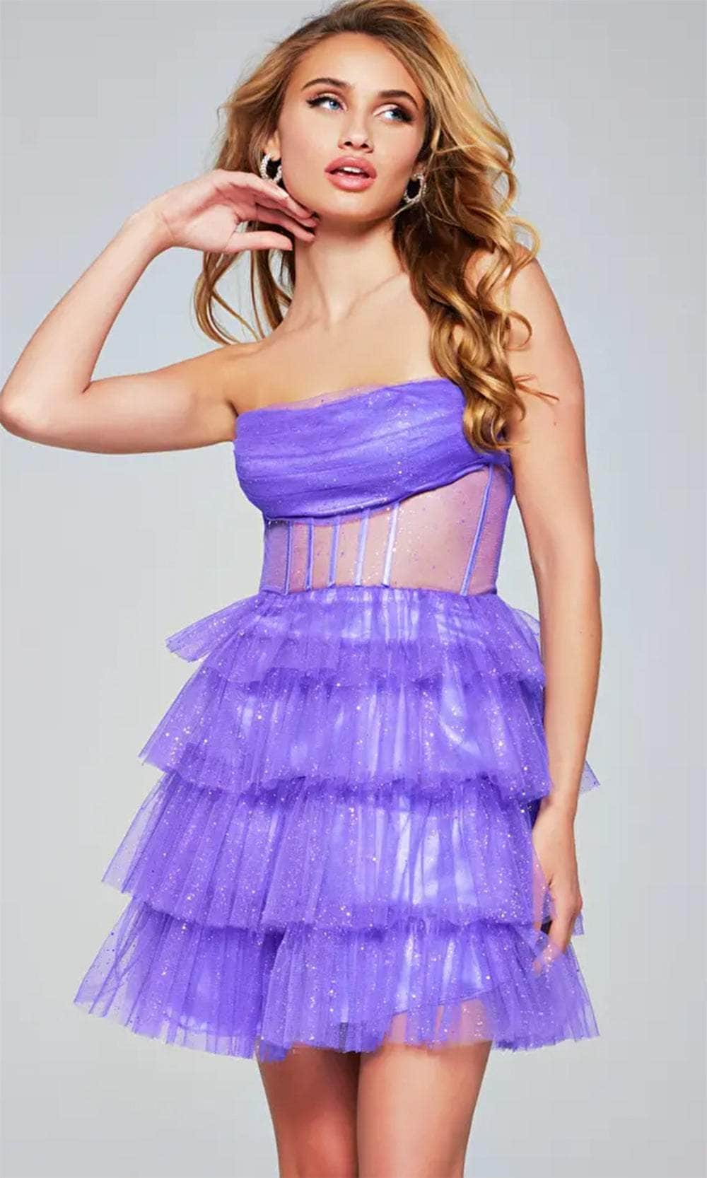 Jovani 39666 - Glitter Tulle Cocktail Dress - Prom