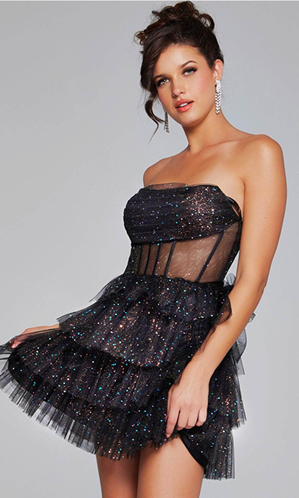 Jovani 39666 - Glitter Tulle Cocktail Dress - Prom