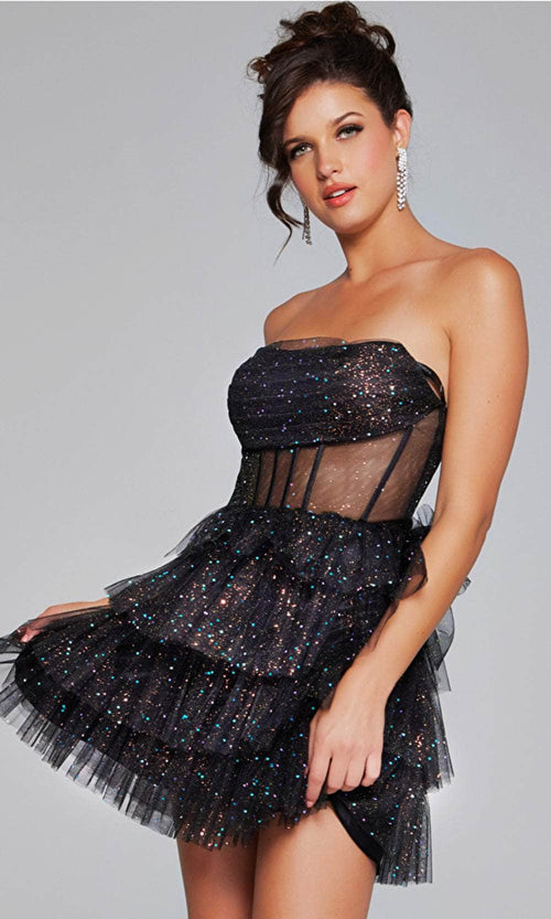 Jovani 39666 - Glitter Tulle Cocktail Dress - Prom