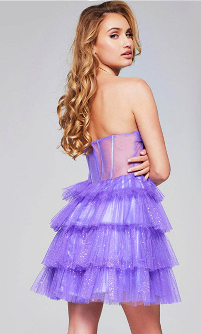 Jovani 39666 - Glitter Tulle Cocktail Dress - Prom