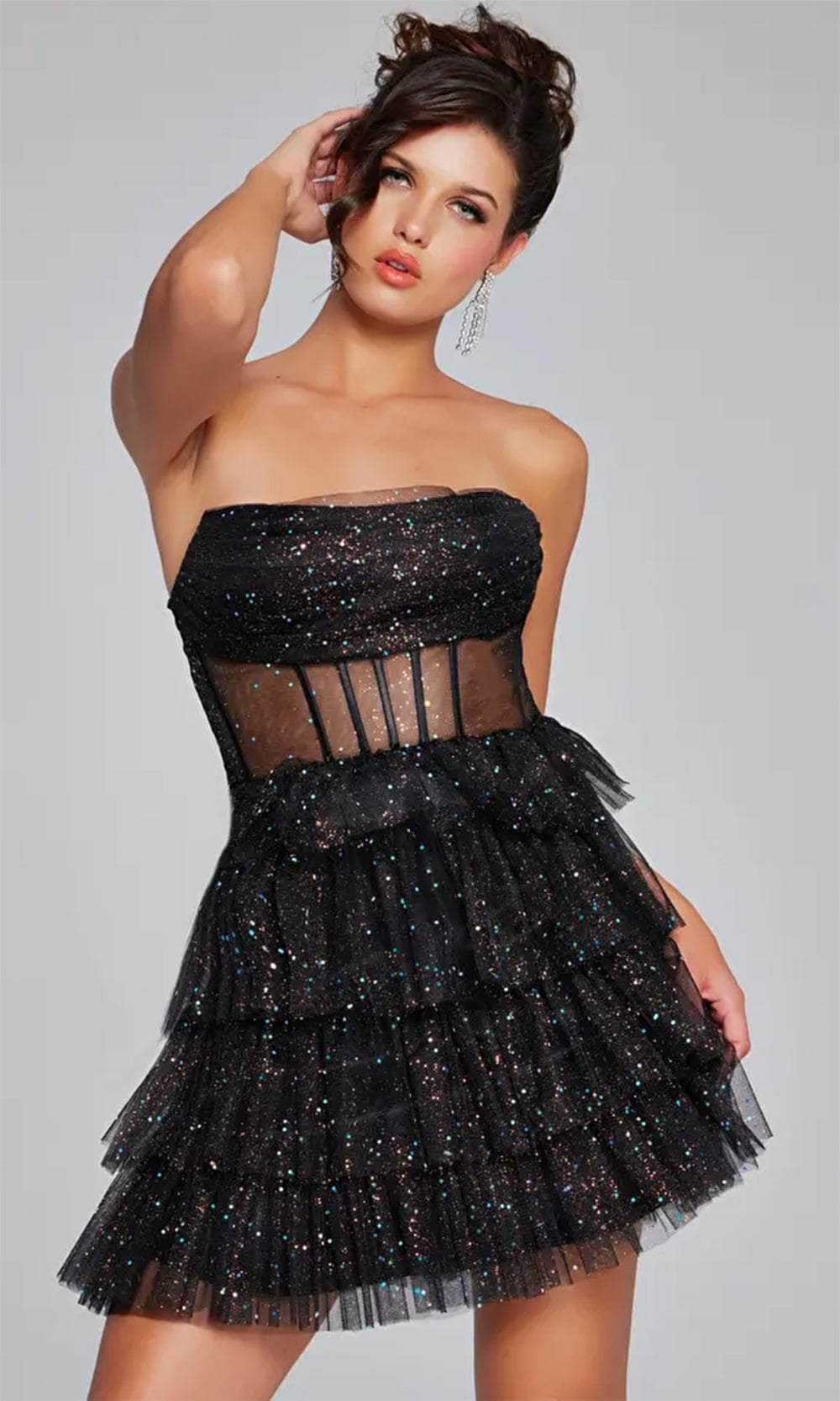 Jovani 39666 - Glitter Tulle Cocktail Dress - Prom