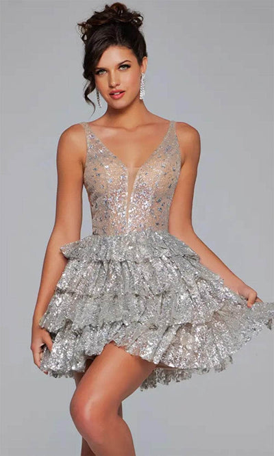 Jovani 39700 - Plunging Embellished Cocktail Dress - Prom
