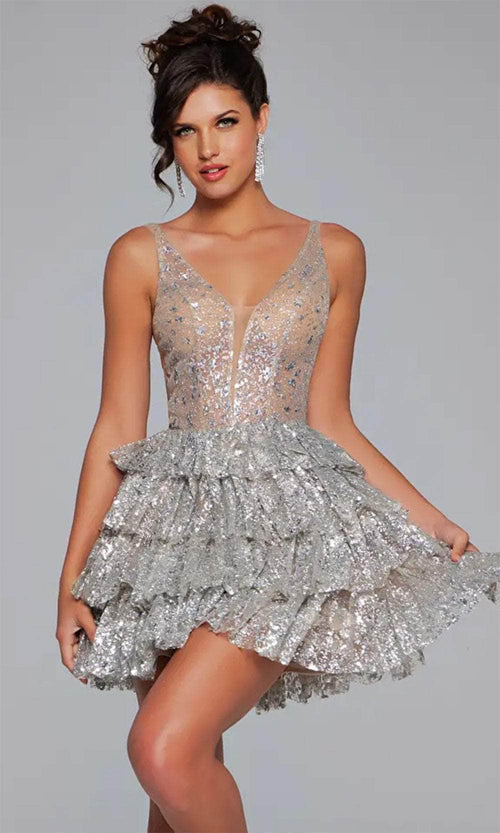 Jovani 39700 - Plunging Embellished Cocktail Dress - Prom