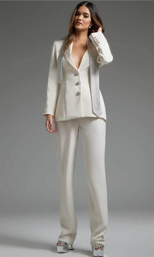 Jovani - 39726 Bridal Pantsuit with Collared Design - Prom