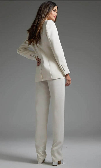 Jovani - 39726 Bridal Pantsuit with Collared Design - Prom