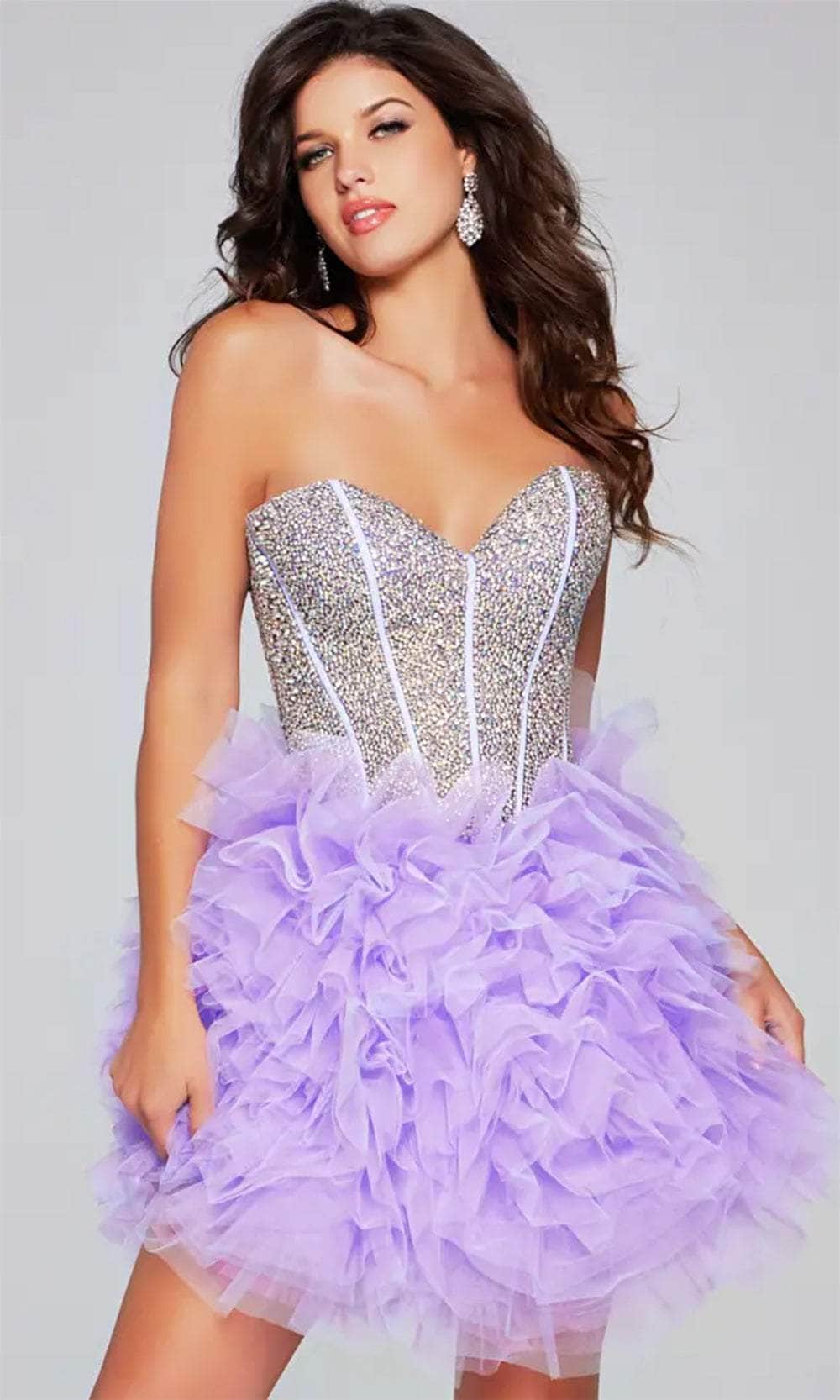 Jovani - 39748 A-Line Cocktail Dress with Strapless Ruffle Detail - Prom