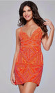 Jovani 39790 - Geometric Beaded V-Neck Party Dress - Prom