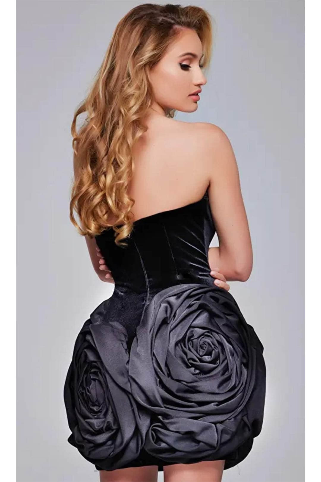 Jovani 39848 - Strapless Rose Detailed Cocktail Dress - Prom
