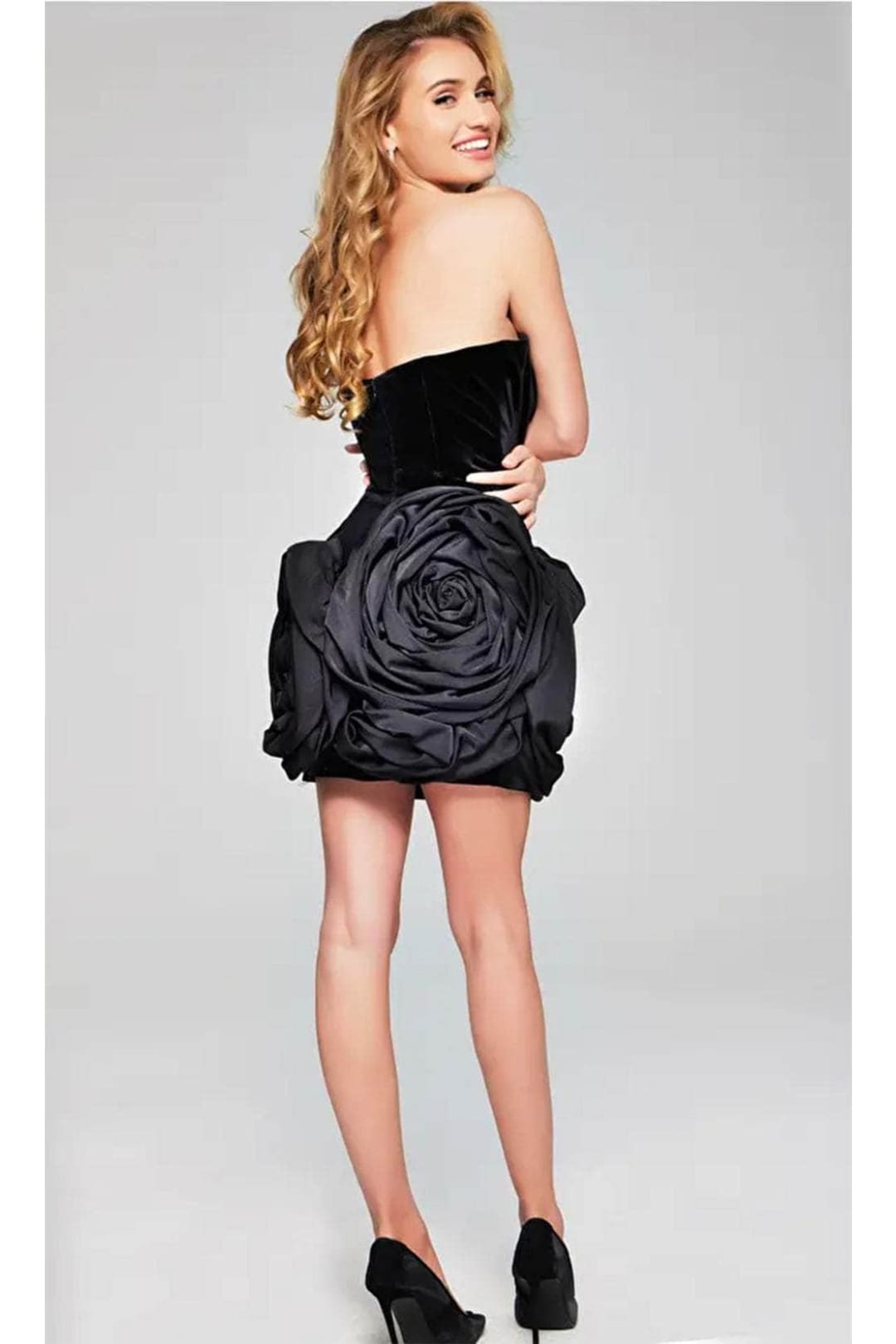 Jovani 39848 - Strapless Rose Detailed Cocktail Dress - Prom