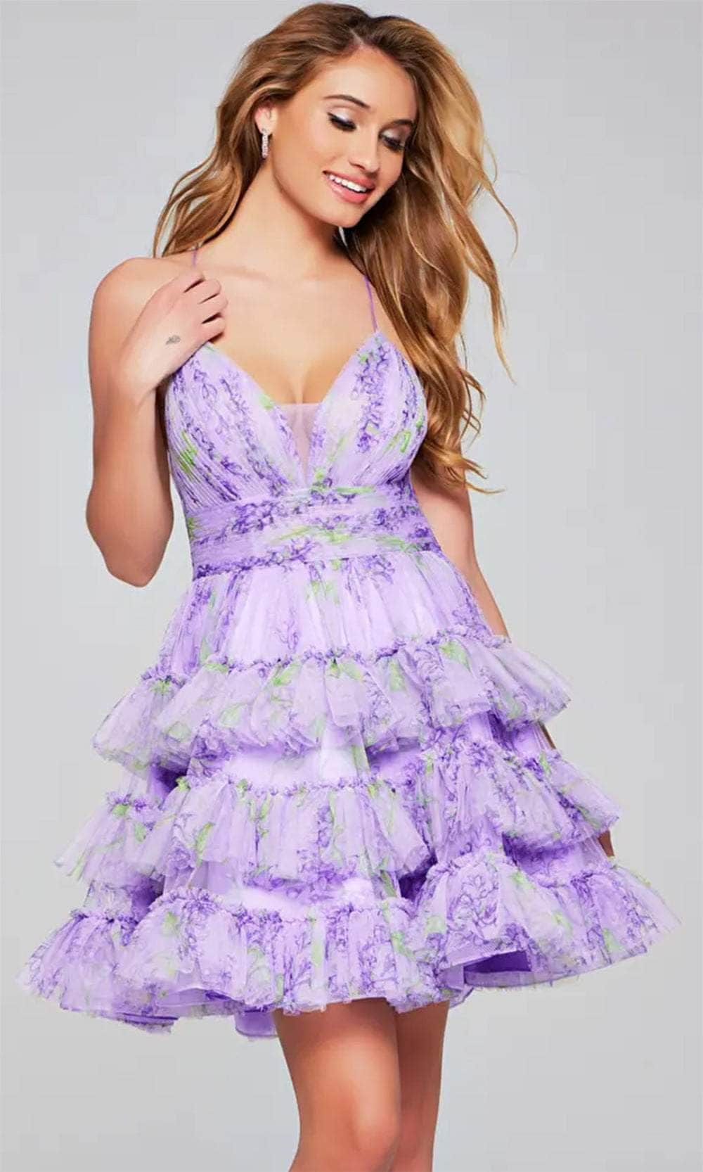 Jovani 39880 - Tiered Floral Cocktail Dress - Prom