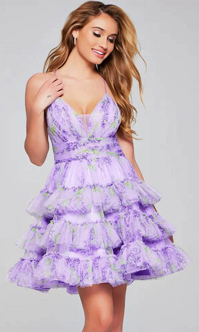 Jovani 39880 - Tiered Floral Cocktail Dress - Prom
