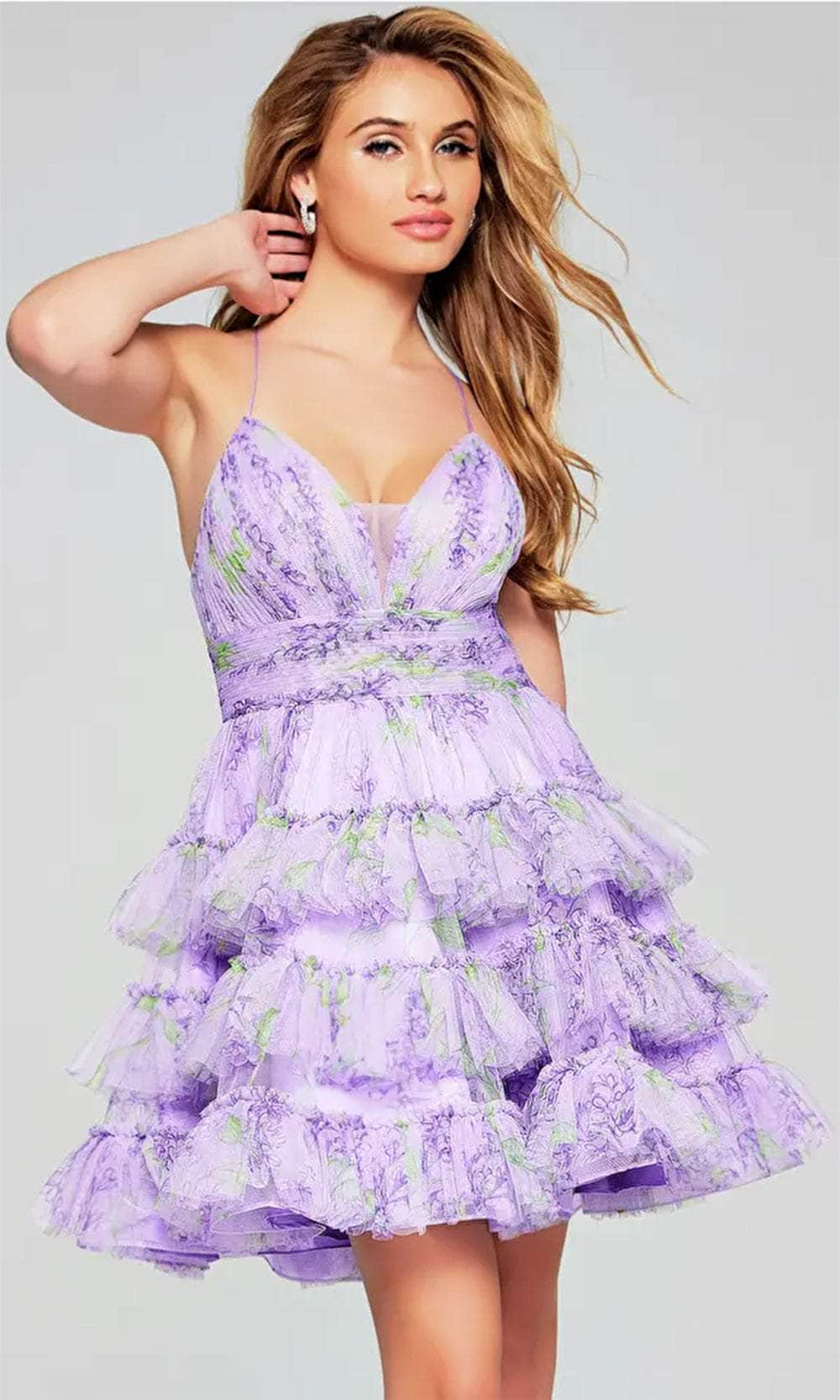 Jovani 39880 - Tiered Floral Cocktail Dress - Prom