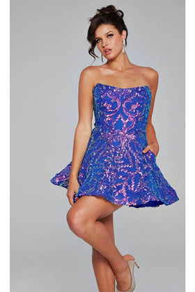 Jovani 39927 - Sequin Strapless Cocktail Dress