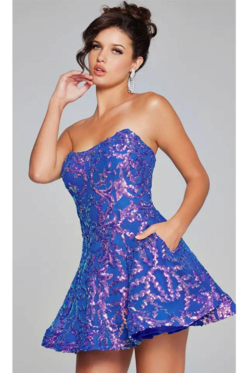 Jovani 39927 - Sequin Strapless Cocktail Dress - Prom
