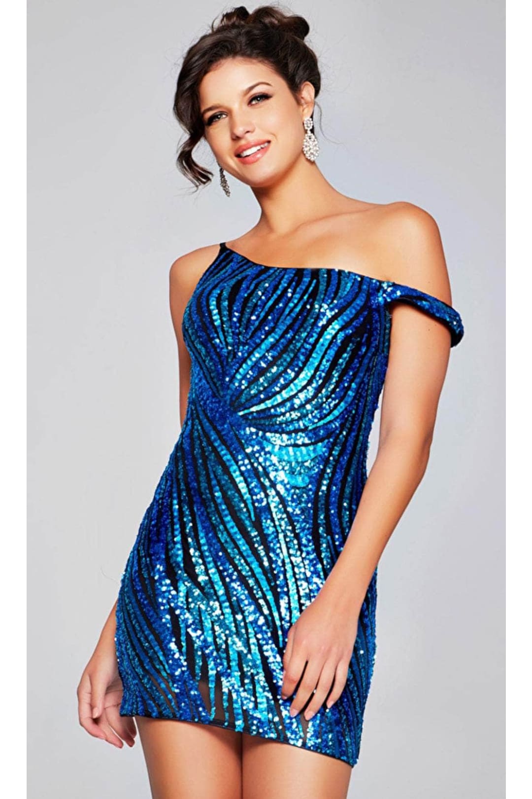 Jovani 39951 - Asymmetric Off Shoulder Cocktail Dress - Prom