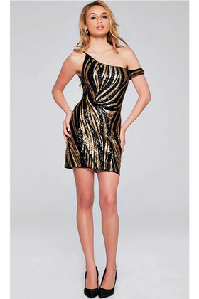 Jovani 39951 - Asymmetric Off Shoulder Cocktail Dress