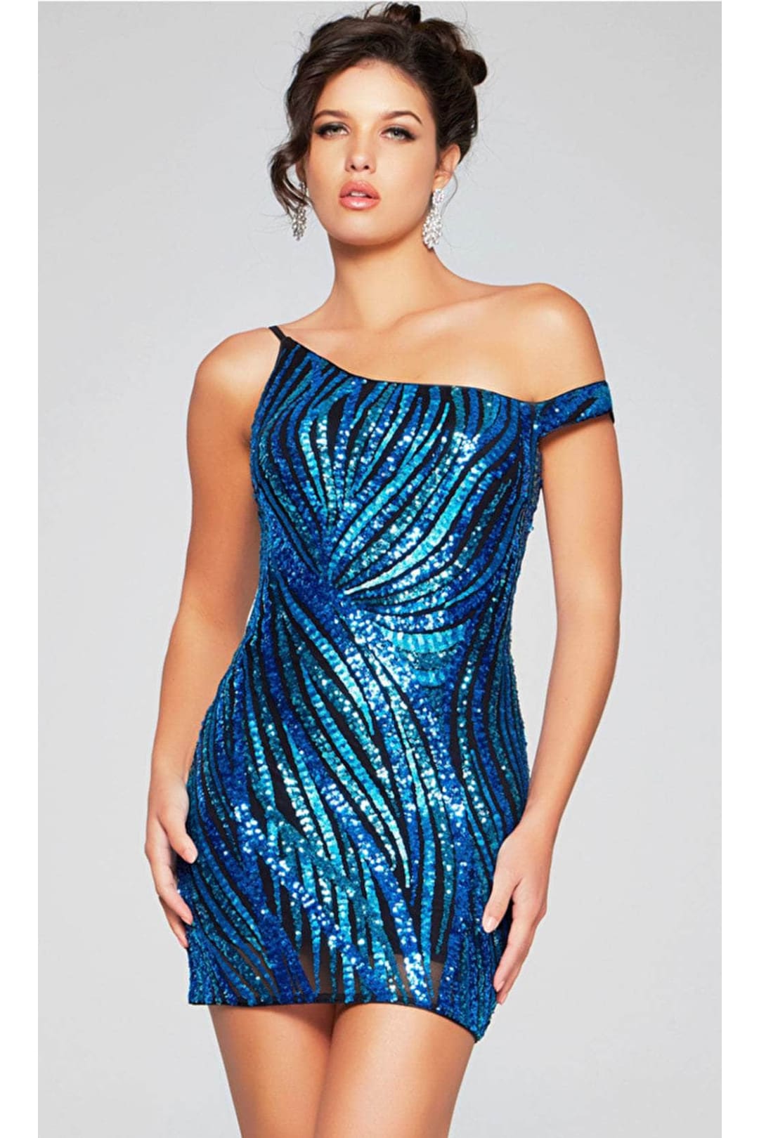 Jovani 39951 - Asymmetric Off Shoulder Cocktail Dress - Prom