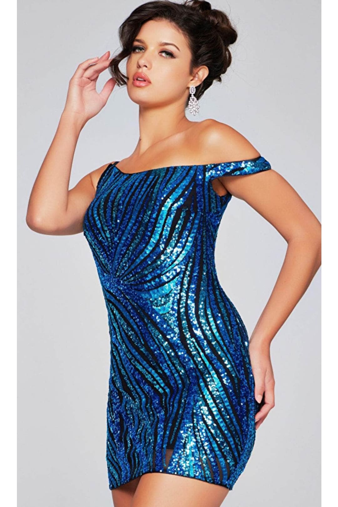 Jovani 39951 - Asymmetric Off Shoulder Cocktail Dress - Prom