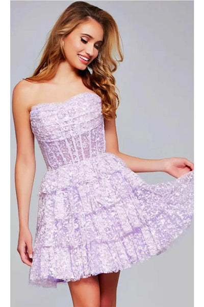 Jovani 40030 - Strapless Sheer Corset Cocktail Dress - Prom
