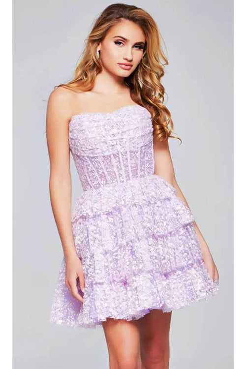 Jovani 40030 - Strapless Sheer Corset Cocktail Dress - Prom