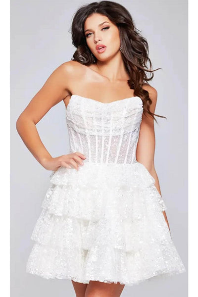 Jovani 40030 - Strapless Sheer Corset Cocktail Dress - Prom