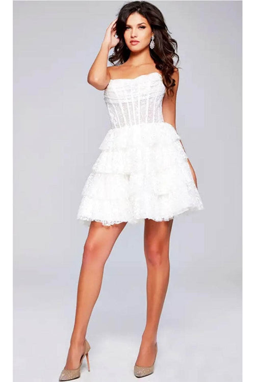 Jovani 40030 - Strapless Sheer Corset Cocktail Dress - Prom
