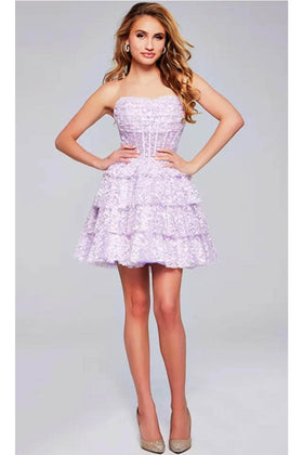 Jovani 40030 - Strapless Sheer Corset Cocktail Dress