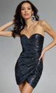 Strapless Metallic Ruched Short Dress by Jovani