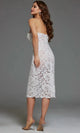 Strapless Sheer Lace Midi Dress by Jovani