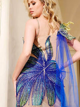 Jovani - 40161 Cocktail Dress with Beaded Leaf Appliqués