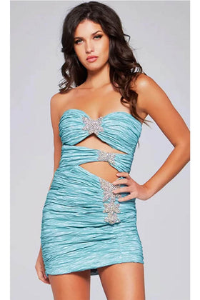 Jovani 40173 - Ruched Cutout Cocktail Dress