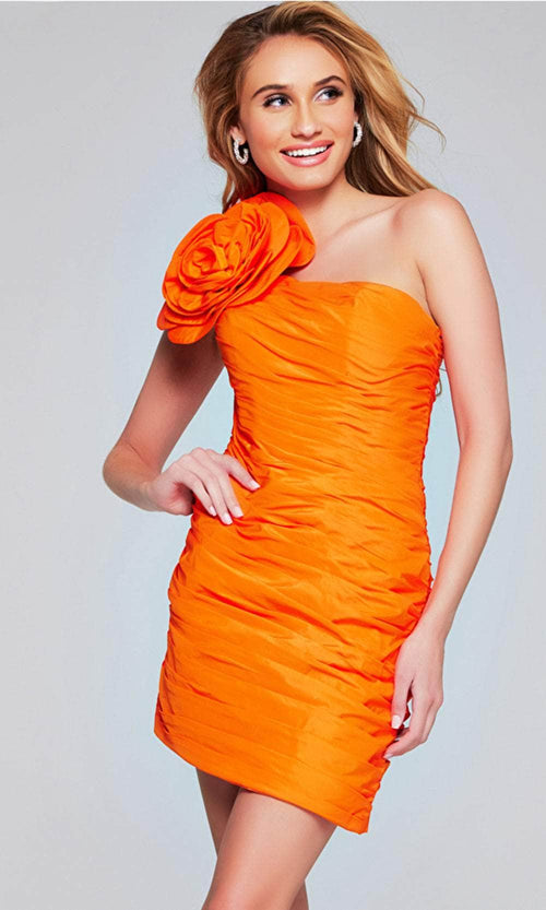 Jovani 40205 - Floral One Shoulder Cocktail Dress - Prom
