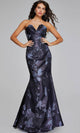 Jovani 40309 - Evening Gown with V-Neck and Floral Details - Prom