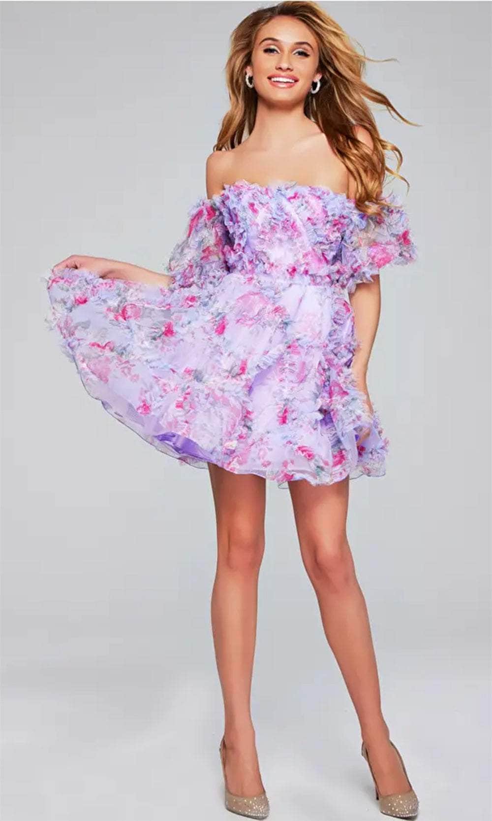 lilac cocktail dresses Jovani Floral A-Line Party Dress 40330 The sleek sheath silhouette Size:30