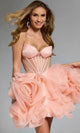 Jovani 40345 – Strapless Corset Dress with Rosette Skirt
