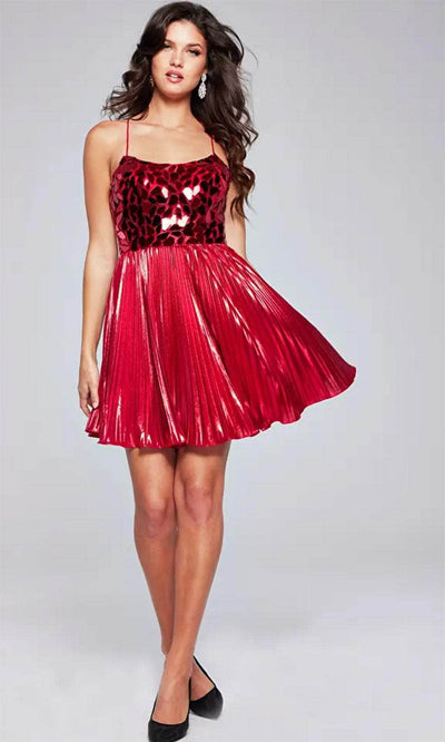 Jovani 40350 - Metallic Pleated Mini Dress - Prom