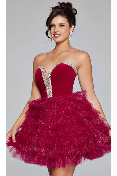 Jovani 40352 - Bejeweled Velvet Cocktail Dress - Prom